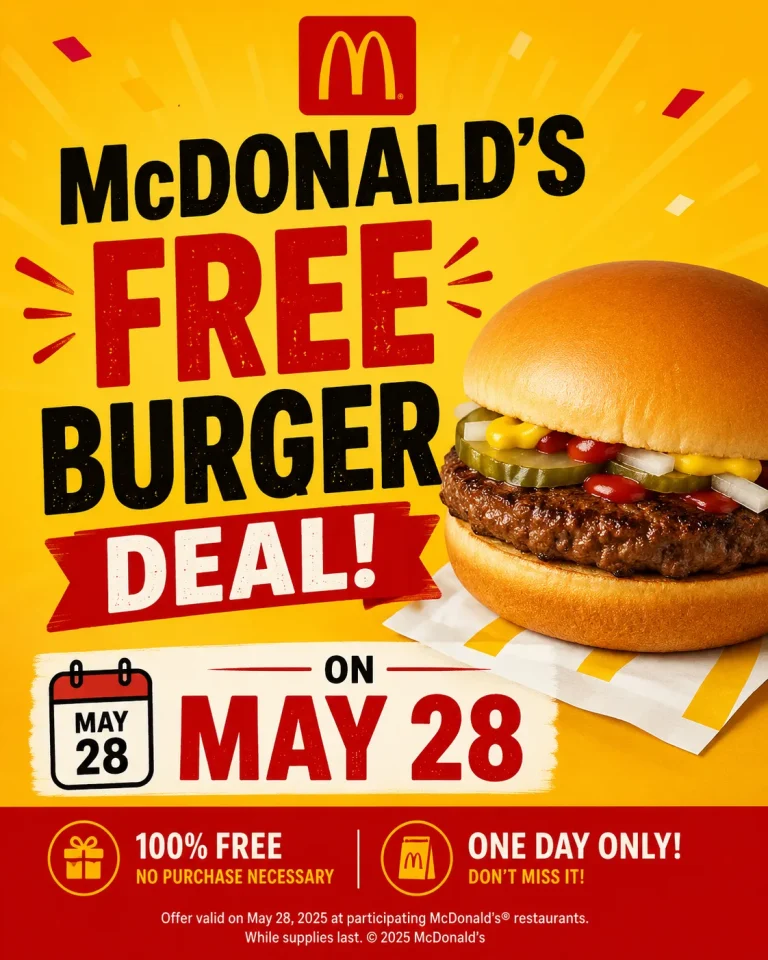 Mcdonalds free burger may 28